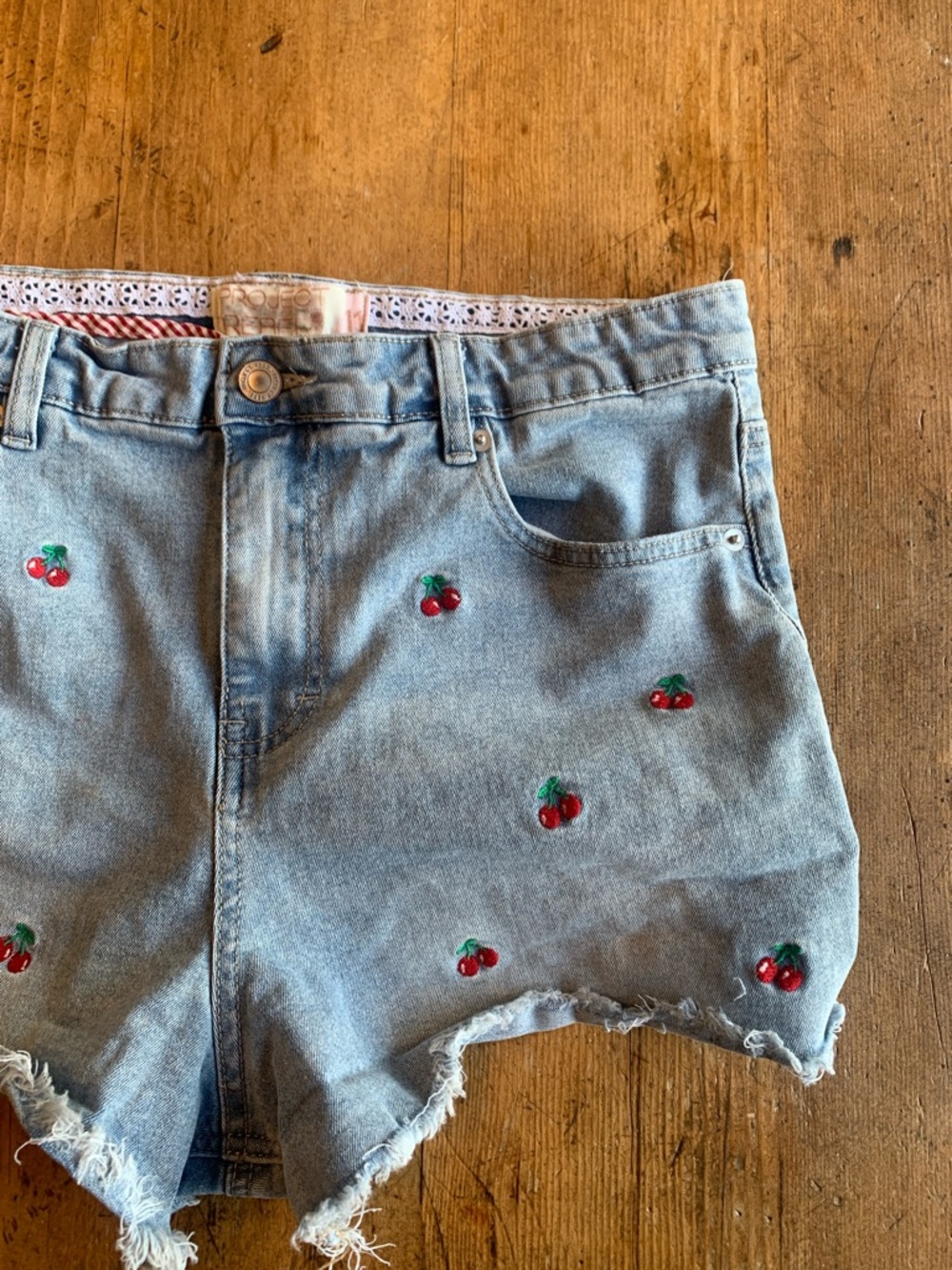 Project Rebel Cherry Embroidered Denim Shorts - Picture 7 of 16